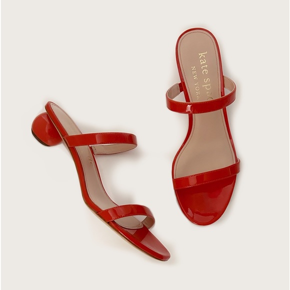 ♠️Kate Spade Palm Springs Slide Leather Sandals, Dried Apricot Orange NIB - Picture 7 of 9